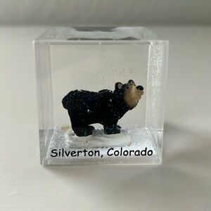 Silverton CO black bear snow globe cube
